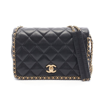 マトラッセ チェーンショルダーバッグ キャビアスキン ブラック ゴールド金具 シャネル バッグ CHANEL
