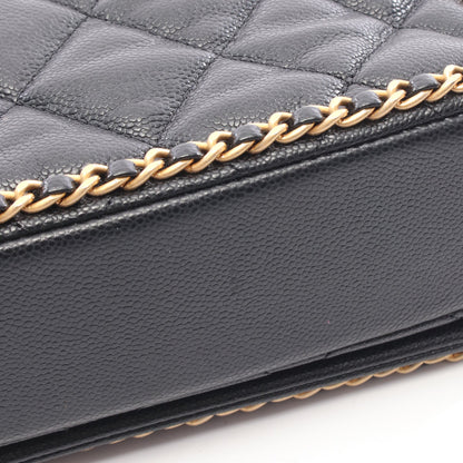 マトラッセ チェーンショルダーバッグ キャビアスキン ブラック ゴールド金具 シャネル バッグ CHANEL