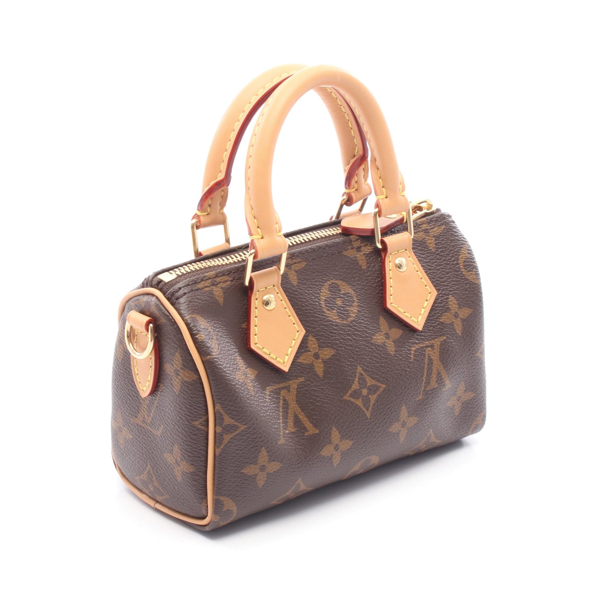 ナノスピーディ モノグラム ハンドバッグ PVC レザー ブラウン 2WAY ルイヴィトン バッグ LOUIS VUITTON