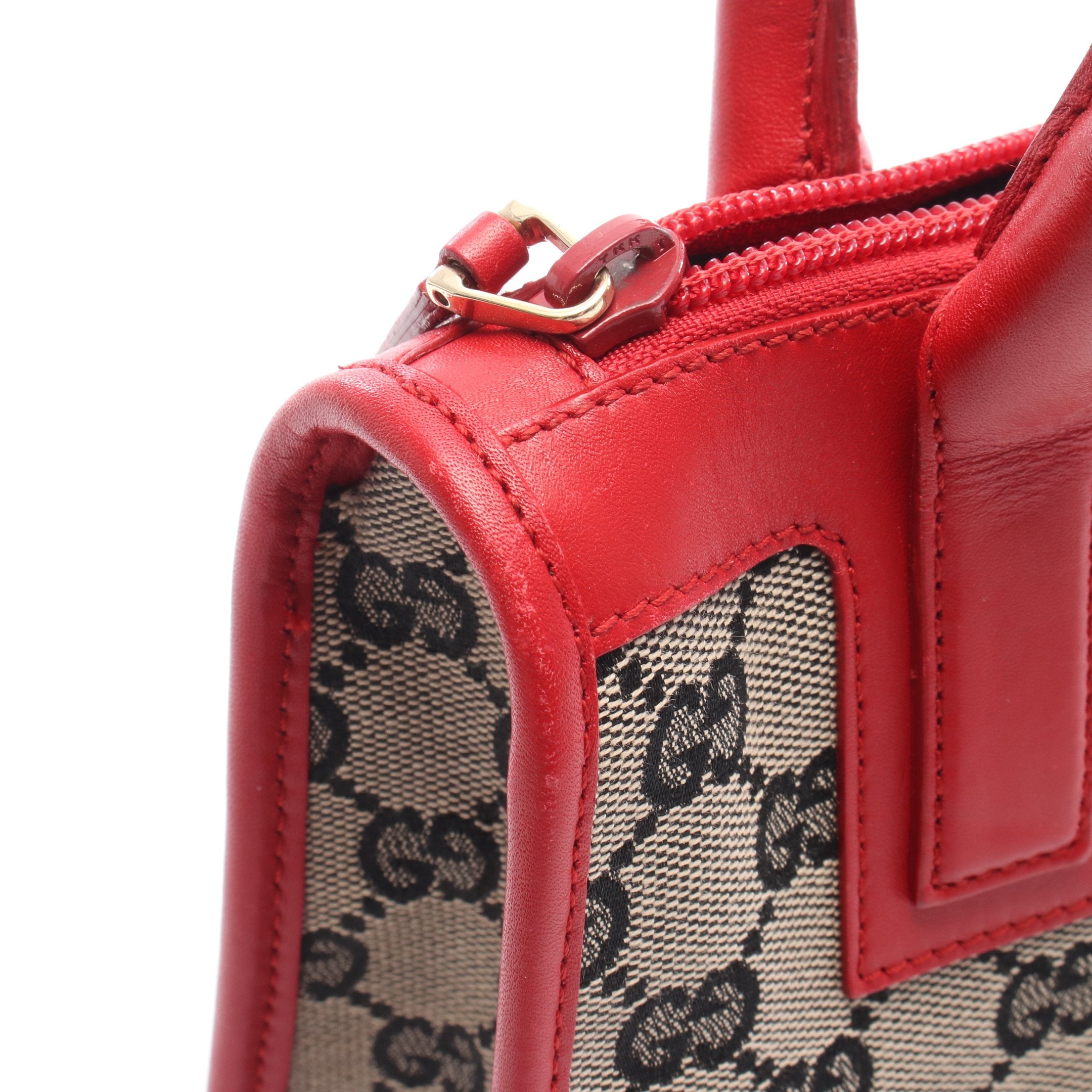 GGキャンバス ハンドバッグ キャンバス レザー ネイビー ベージュ