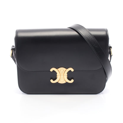 クラシック トリオンフ ミディアム ショルダーバッグ レザー ブラック セリーヌ バッグ CELINE