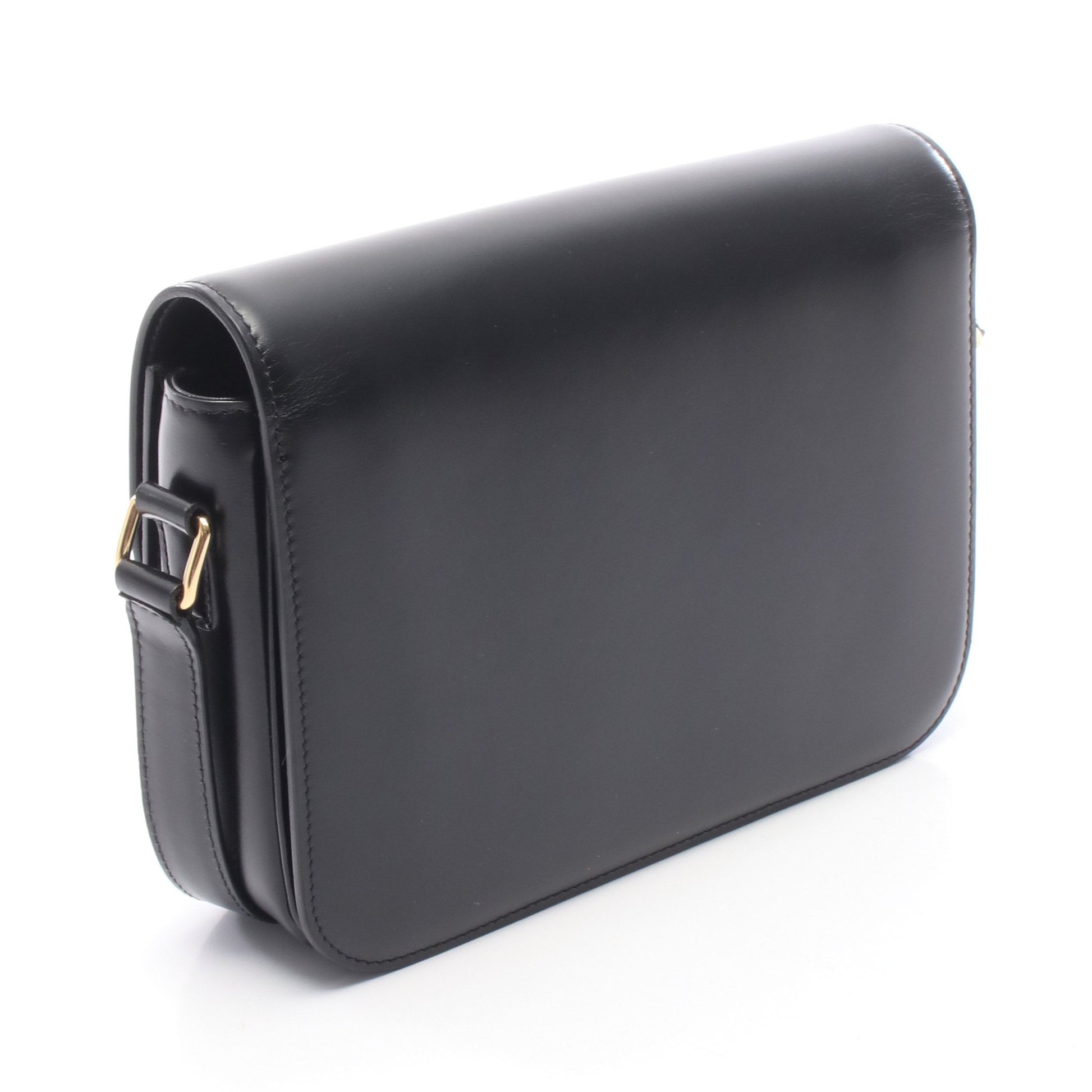 クラシック トリオンフ ミディアム ショルダーバッグ レザー ブラック セリーヌ バッグ CELINE