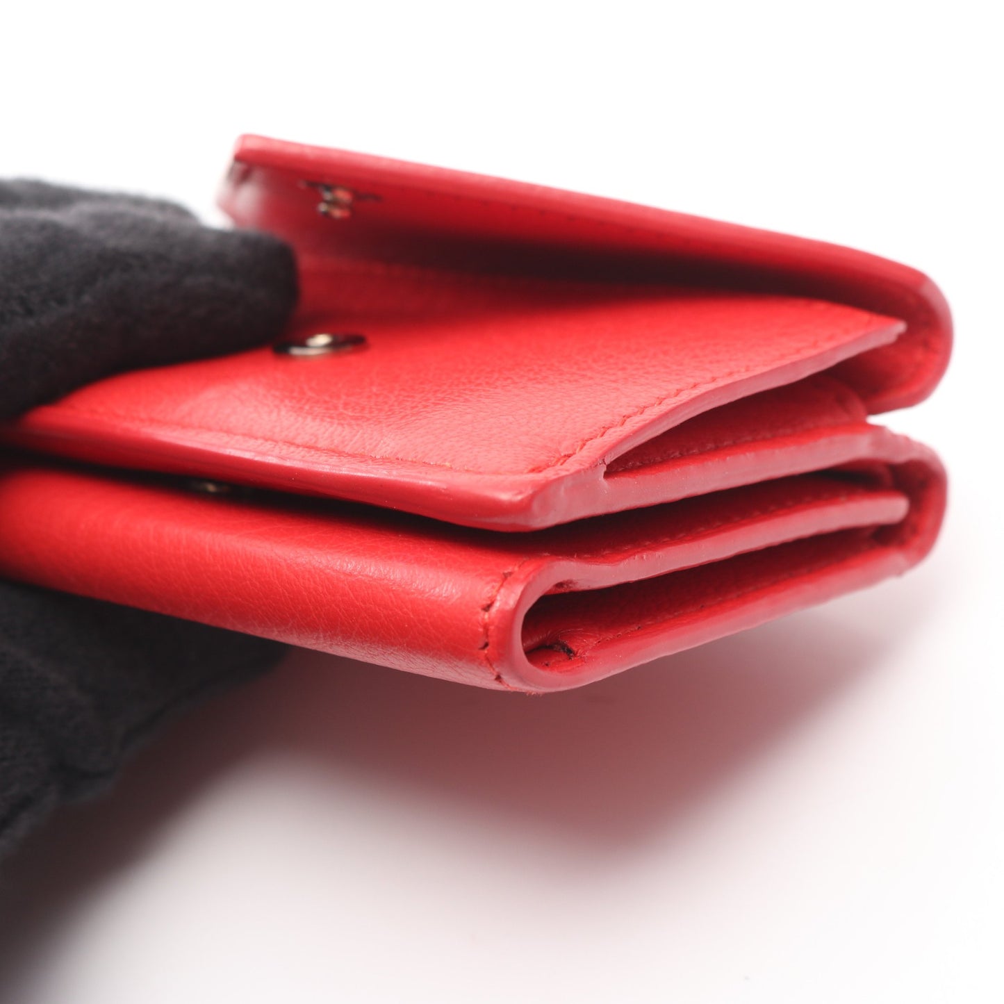 ペーパーミニウォレット 三つ折り財布 レザー レッド バレンシアガ
