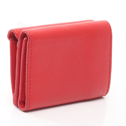 ペーパーミニウォレット 三つ折り財布 レザー レッド バレンシアガ