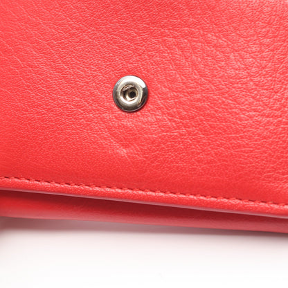 ペーパーミニウォレット 三つ折り財布 レザー レッド バレンシアガ