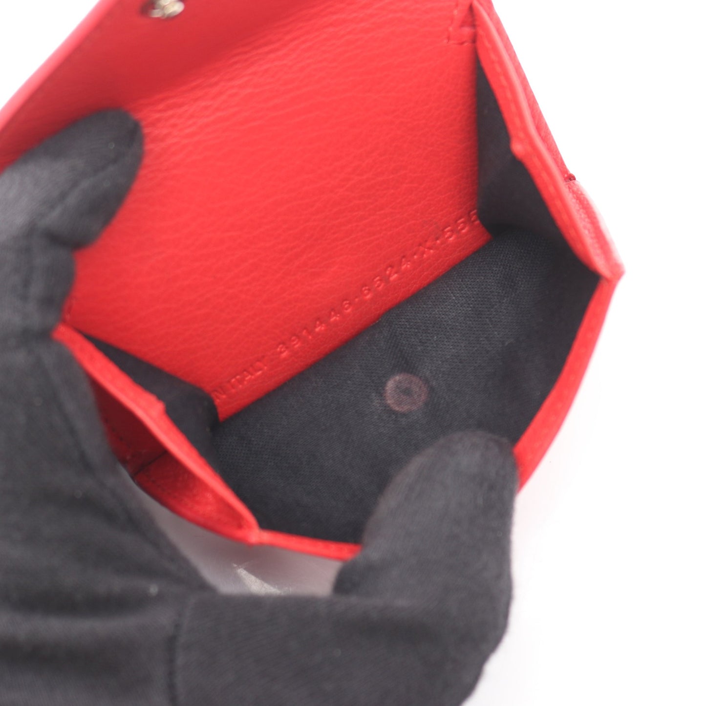 ペーパーミニウォレット 三つ折り財布 レザー レッド バレンシアガ