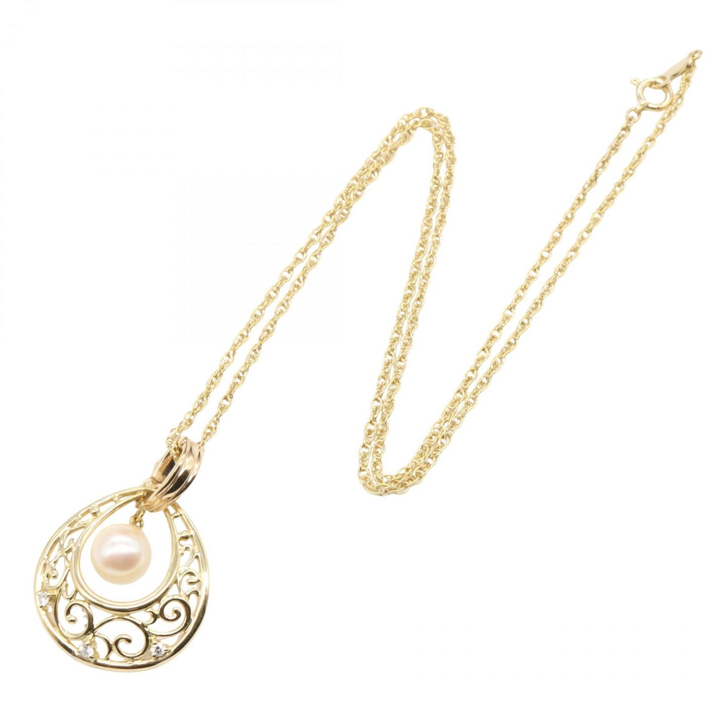 パール ダイヤ ネックレス ネックレス K18YG パール ダイヤモンド イエローゴールド ホワイト クリア ミキモト アクセサリー MIKIMOTO
