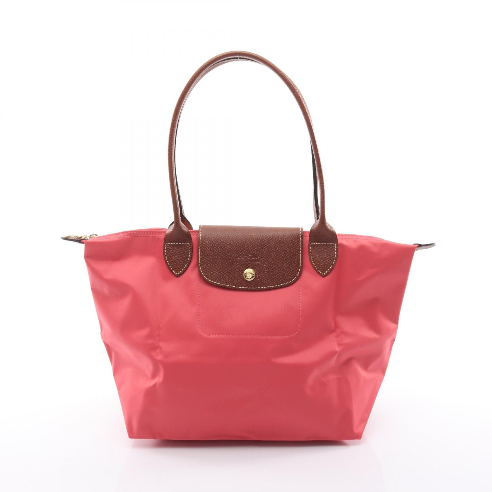LE PLIAGE ORIGINAL M ル プリアージュ オリジナル M ハンドバッグ トートバッグ キャンバス レザー レッド ブラウン ロンシャン バッグ LONGCHAMP