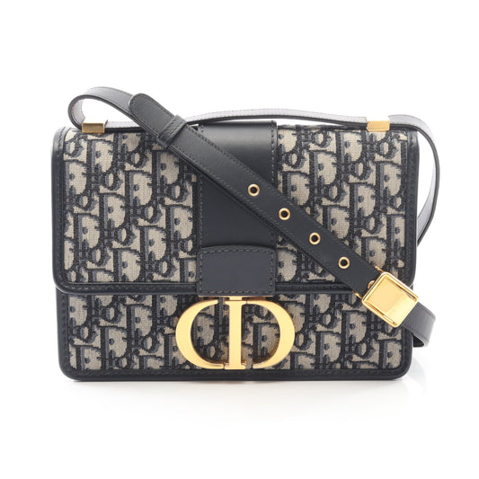 30 MONTAIGNE モンテーニュ オブリーク ジャカード チェーンショルダーバッグ キャンバス レザー ベージュ ネイビー クリスチャンディオール