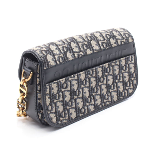 30 MONTAIGNE モンテーニュ オブリーク チェーンショルダーバッグ キャンバス レザー ネイビー ベージュ クリスチャンディオール