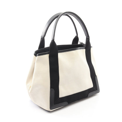 NAVY CABAS S ネイビーカバ ハンドバッグ トートバッグ キャンバス レザー アイボリー ブラック バレンシアガ バッグ BALENCIAGA