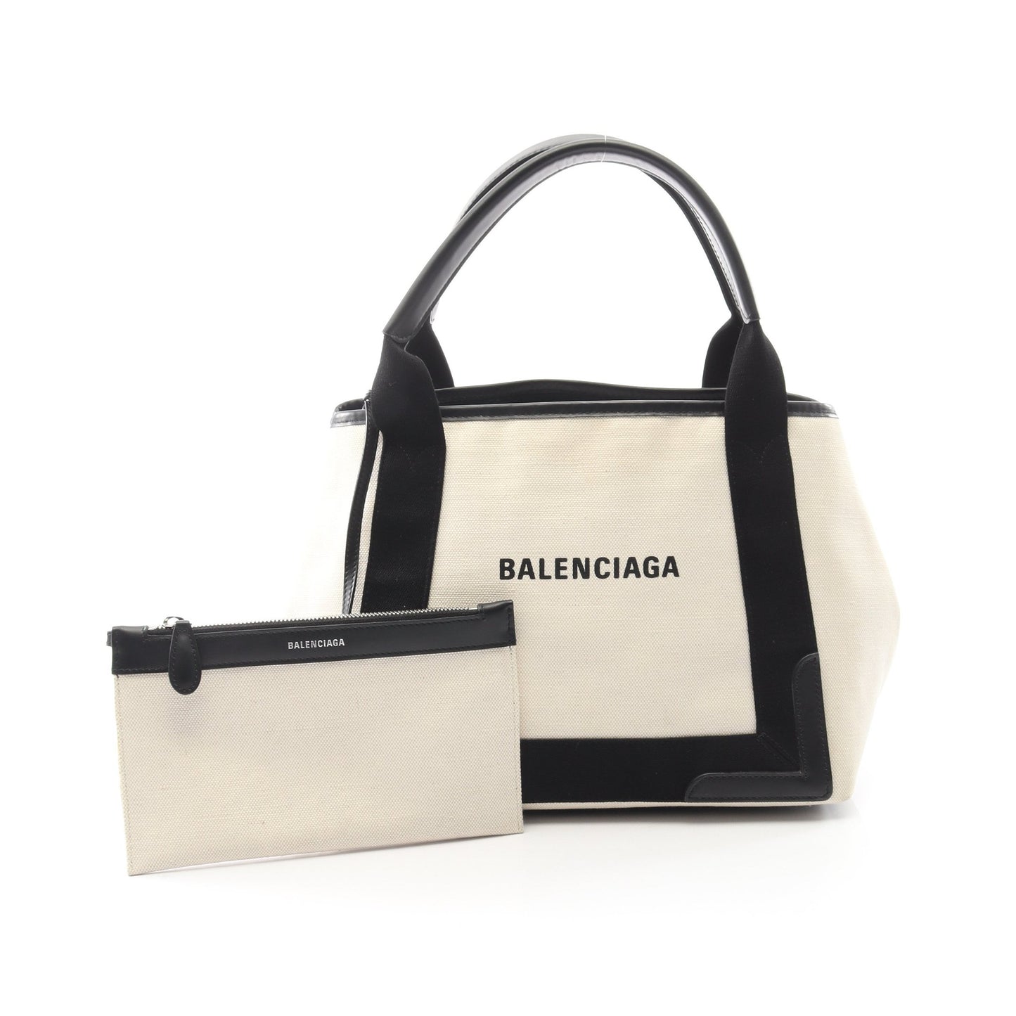 NAVY CABAS S ネイビーカバ ハンドバッグ トートバッグ キャンバス レザー アイボリー ブラック バレンシアガ バッグ BALENCIAGA