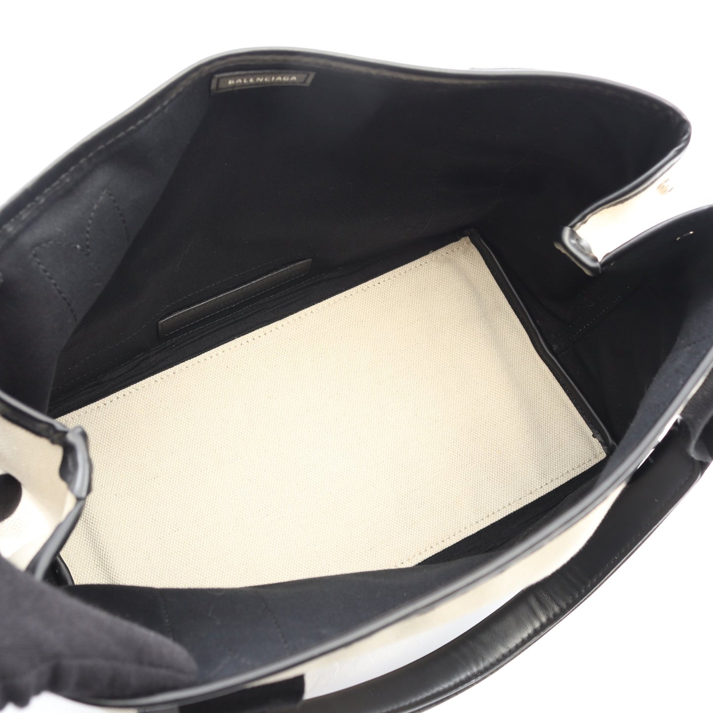 NAVY CABAS S ネイビーカバ ハンドバッグ トートバッグ キャンバス レザー アイボリー ブラック バレンシアガ バッグ BALENCIAGA
