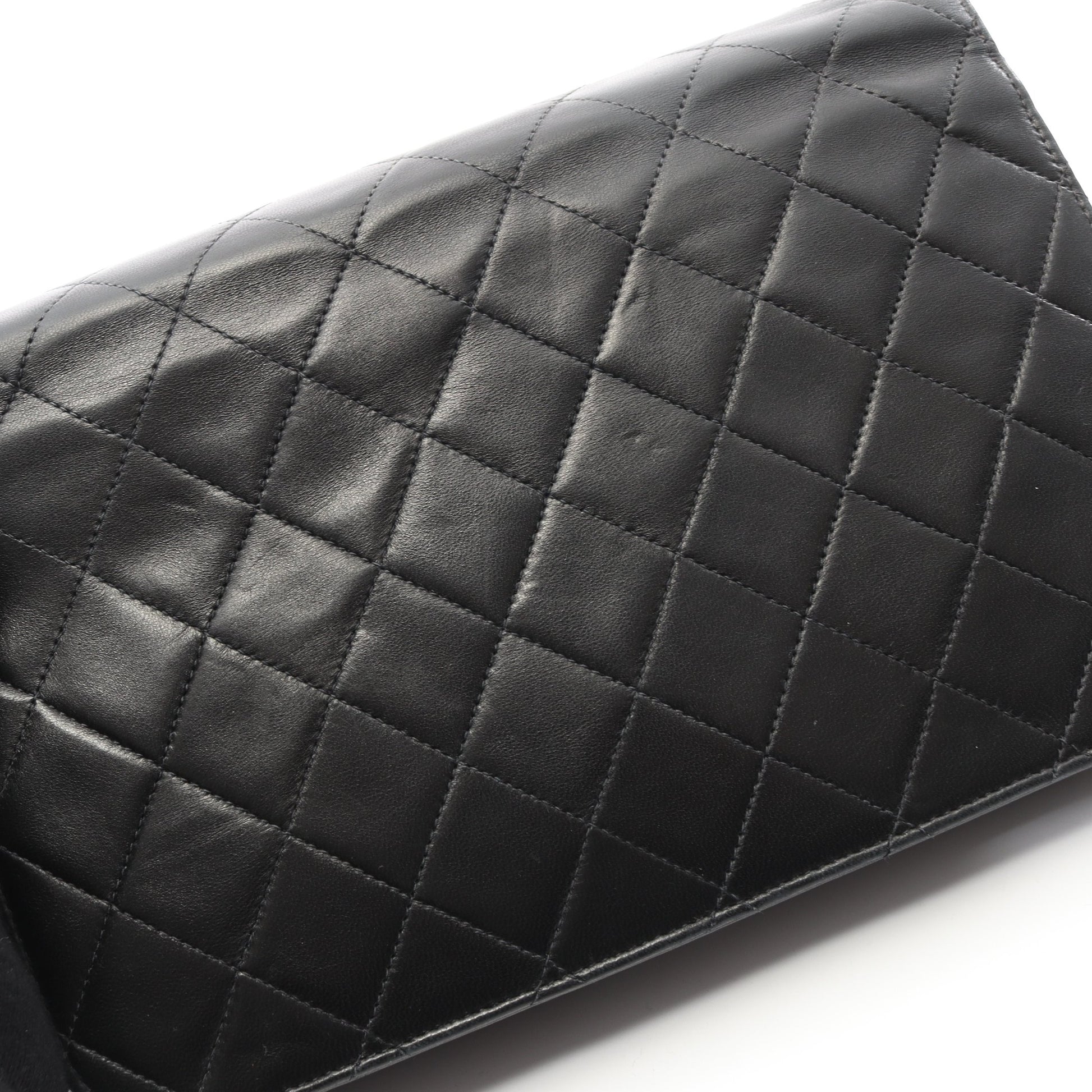 マトラッセ フルフラップ チェーンショルダーバッグ ラムスキン ブラック ゴールド金具 シャネル バッグ CHANEL