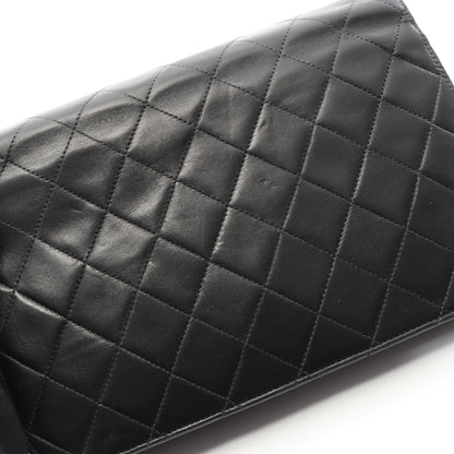 マトラッセ フルフラップ チェーンショルダーバッグ ラムスキン ブラック ゴールド金具 シャネル バッグ CHANEL