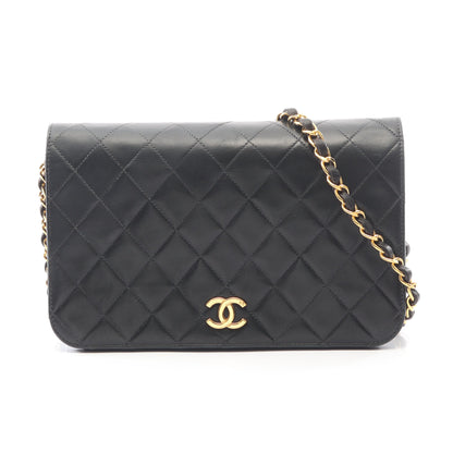 マトラッセ フルフラップ チェーンショルダーバッグ ラムスキン ブラック ゴールド金具 シャネル バッグ CHANEL
