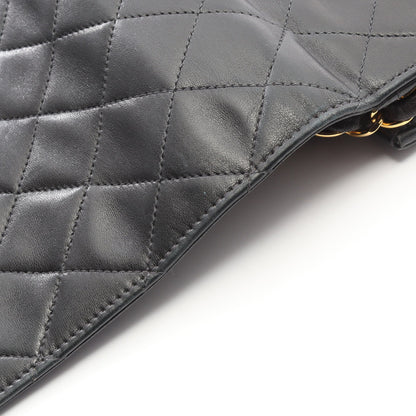 マトラッセ フルフラップ チェーンショルダーバッグ ラムスキン ブラック ゴールド金具 シャネル バッグ CHANEL