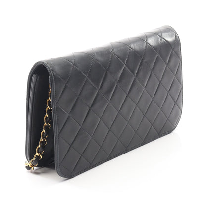 マトラッセ フルフラップ チェーンショルダーバッグ ラムスキン ブラック ゴールド金具 シャネル バッグ CHANEL