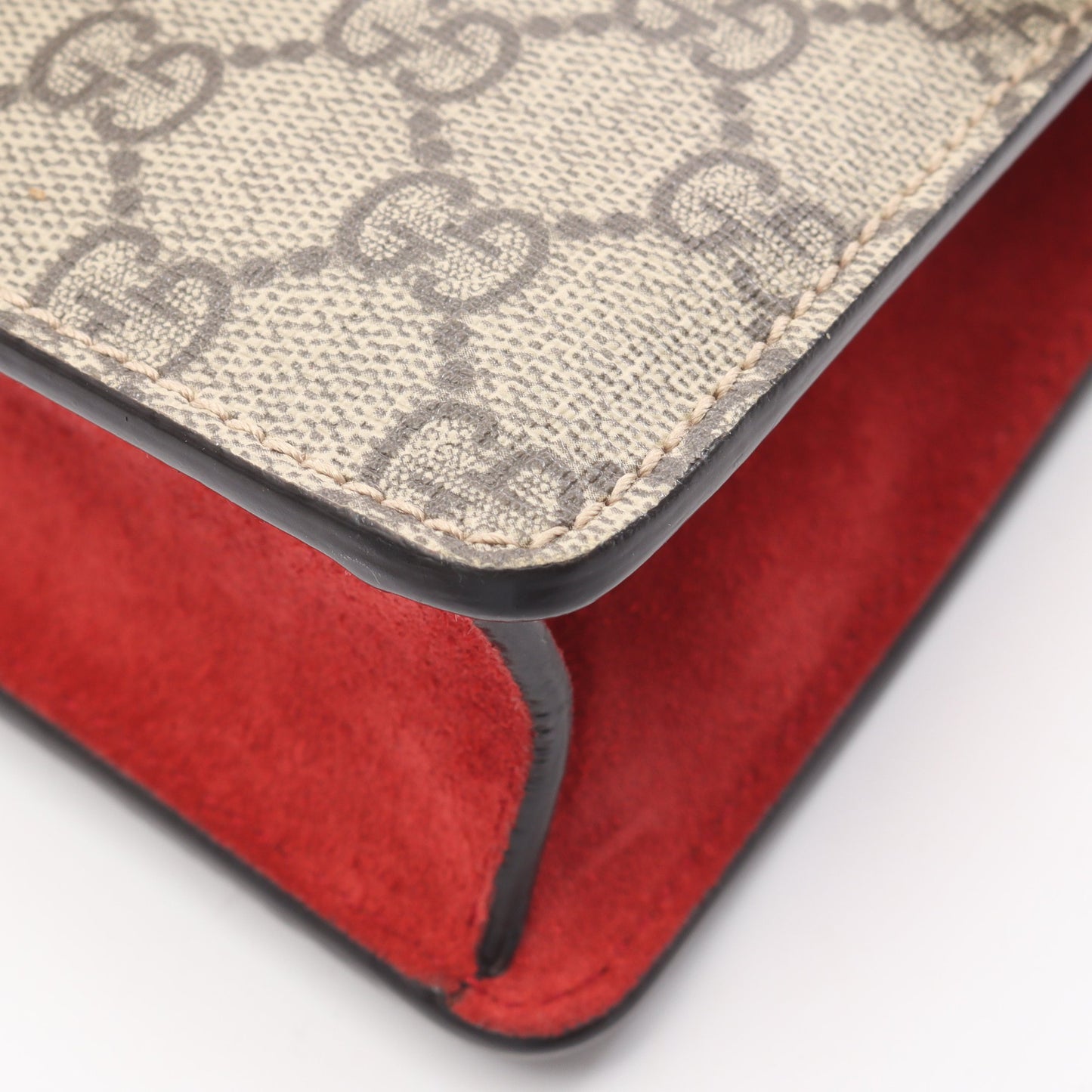 ディオニュソス GGスプリーム Wチェーンショルダーバッグ PVC スエード ベージュ レッド グッチ