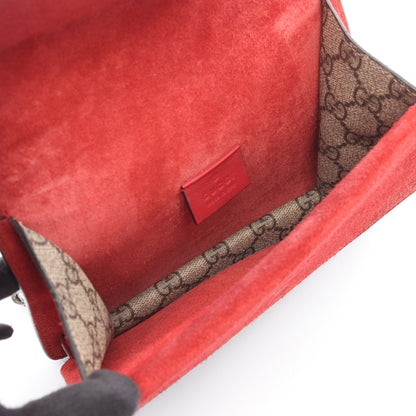 ディオニュソス GGスプリーム Wチェーンショルダーバッグ PVC スエード ベージュ レッド グッチ