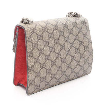 ディオニュソス GGスプリーム Wチェーンショルダーバッグ PVC スエード ベージュ レッド グッチ