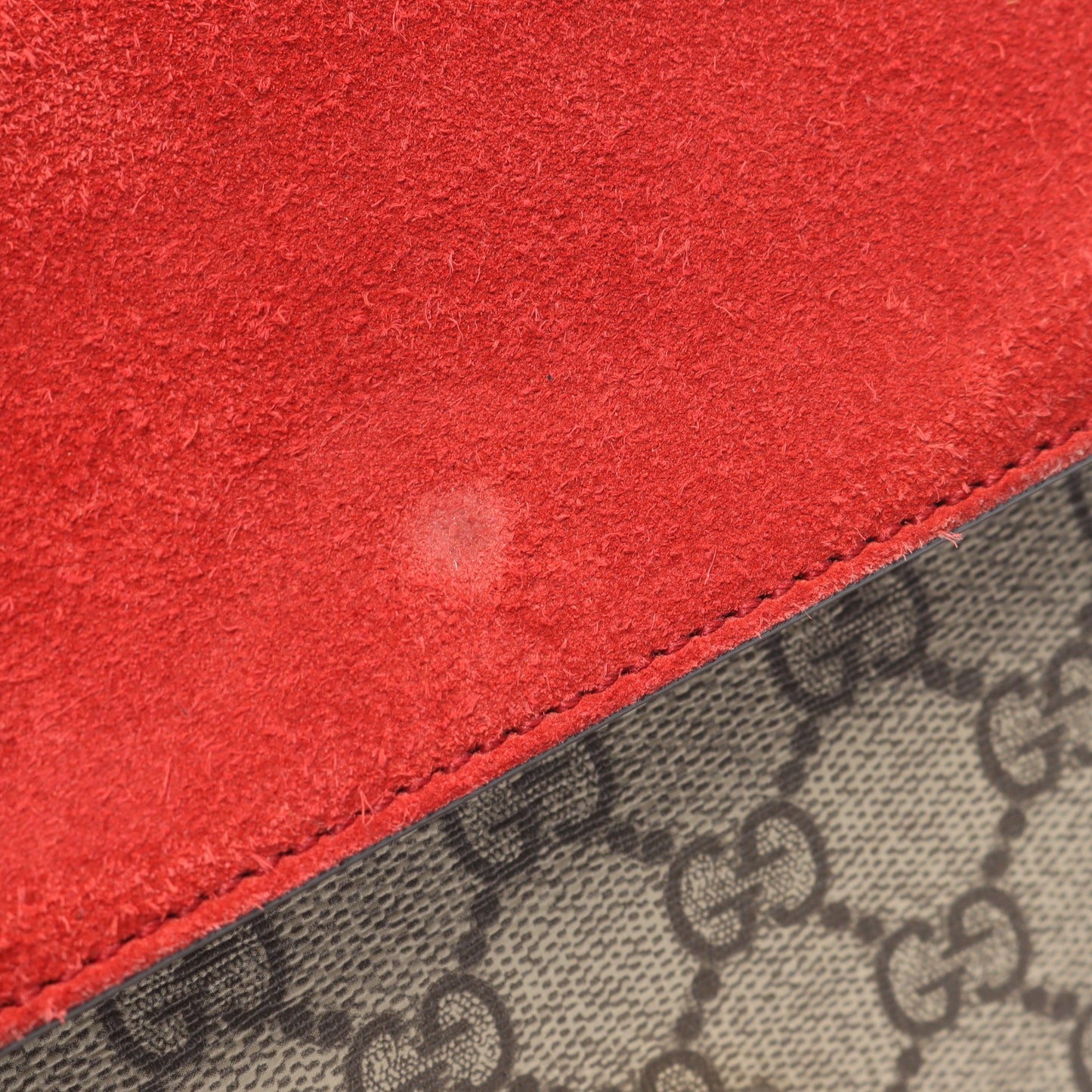 ディオニュソス GGスプリーム Wチェーンショルダーバッグ PVC スエード ベージュ レッド グッチ