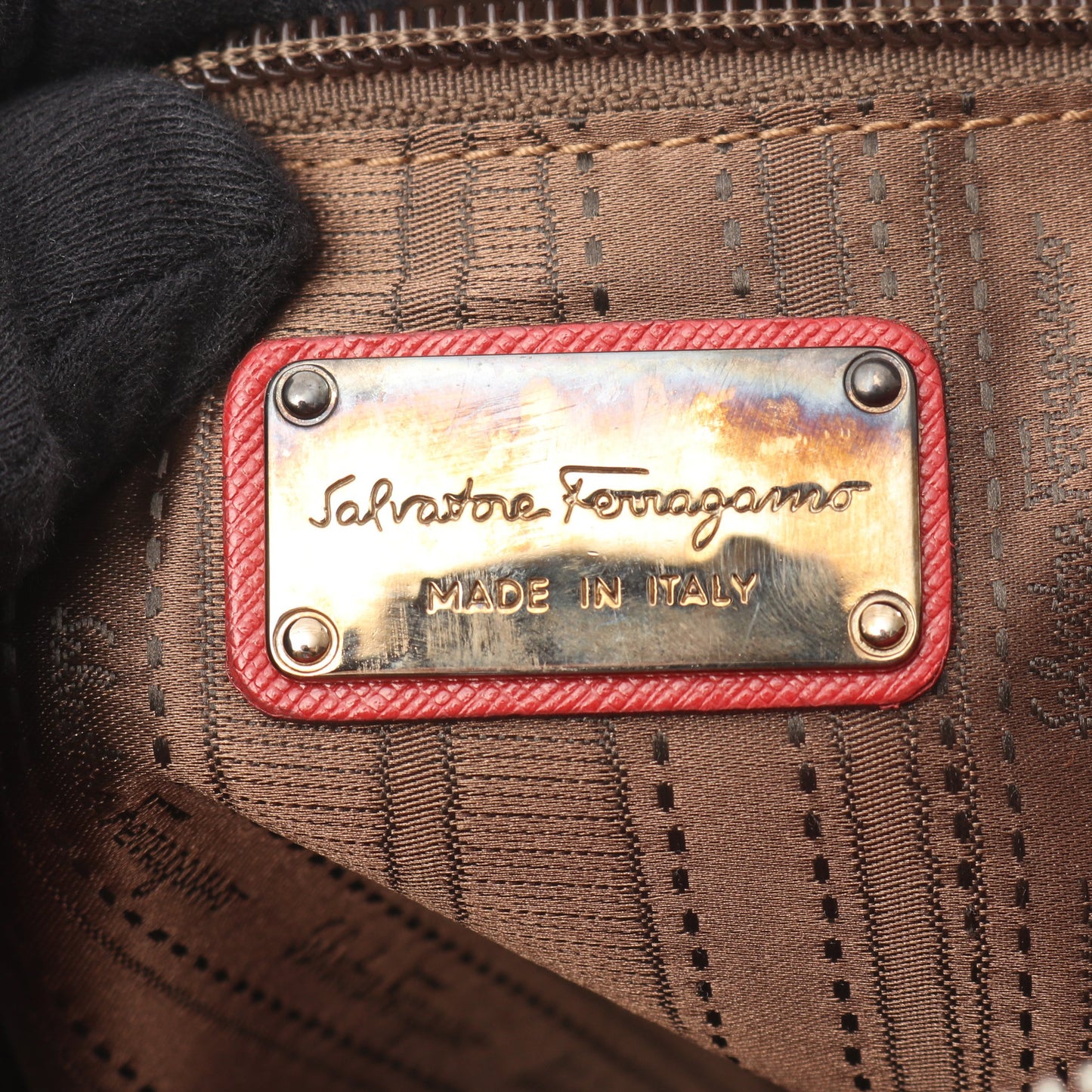 ガンチーニ ハンドバッグ レザー レッド サルヴァトーレフェラガモ バッグ Salvatore Ferragamo