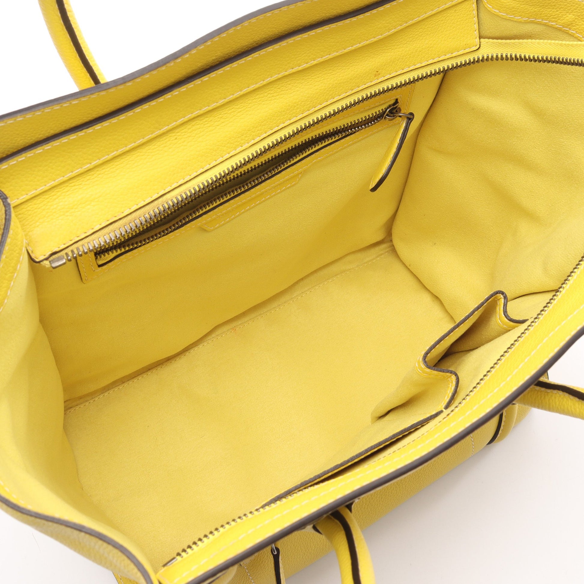 ラゲージ ミニショッパー ハンドバッグ レザー イエロー セリーヌ バッグ CELINE