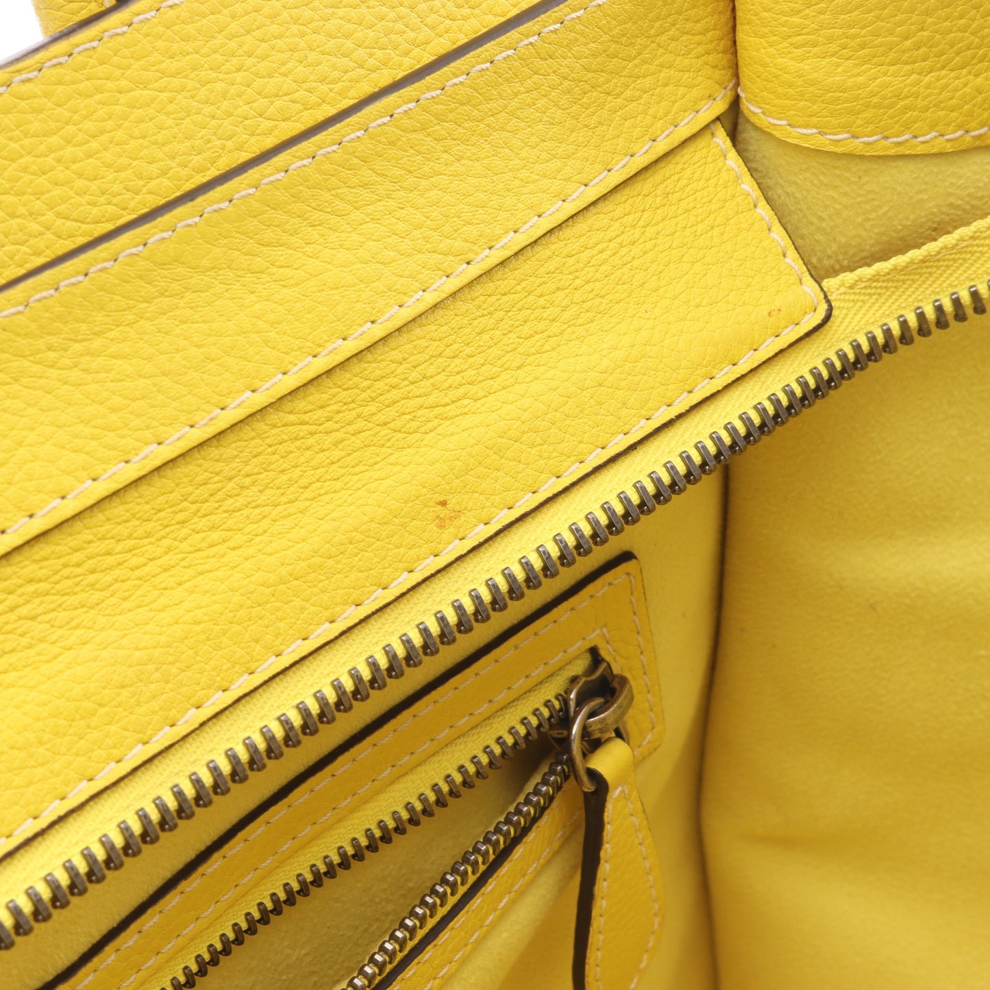 ラゲージ ミニショッパー ハンドバッグ レザー イエロー セリーヌ バッグ CELINE