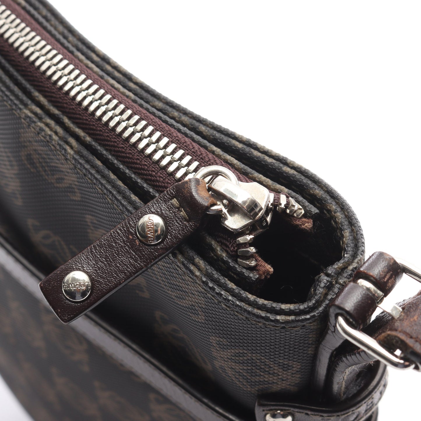リピートアナグラム ショルダーバッグ PVC レザー ダークブラウン ロエベ バッグ LOEWE