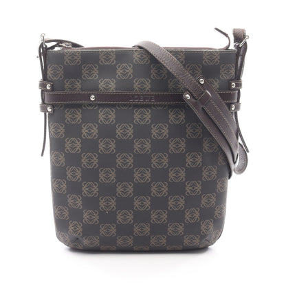 リピートアナグラム ショルダーバッグ PVC レザー ダークブラウン ロエベ バッグ LOEWE