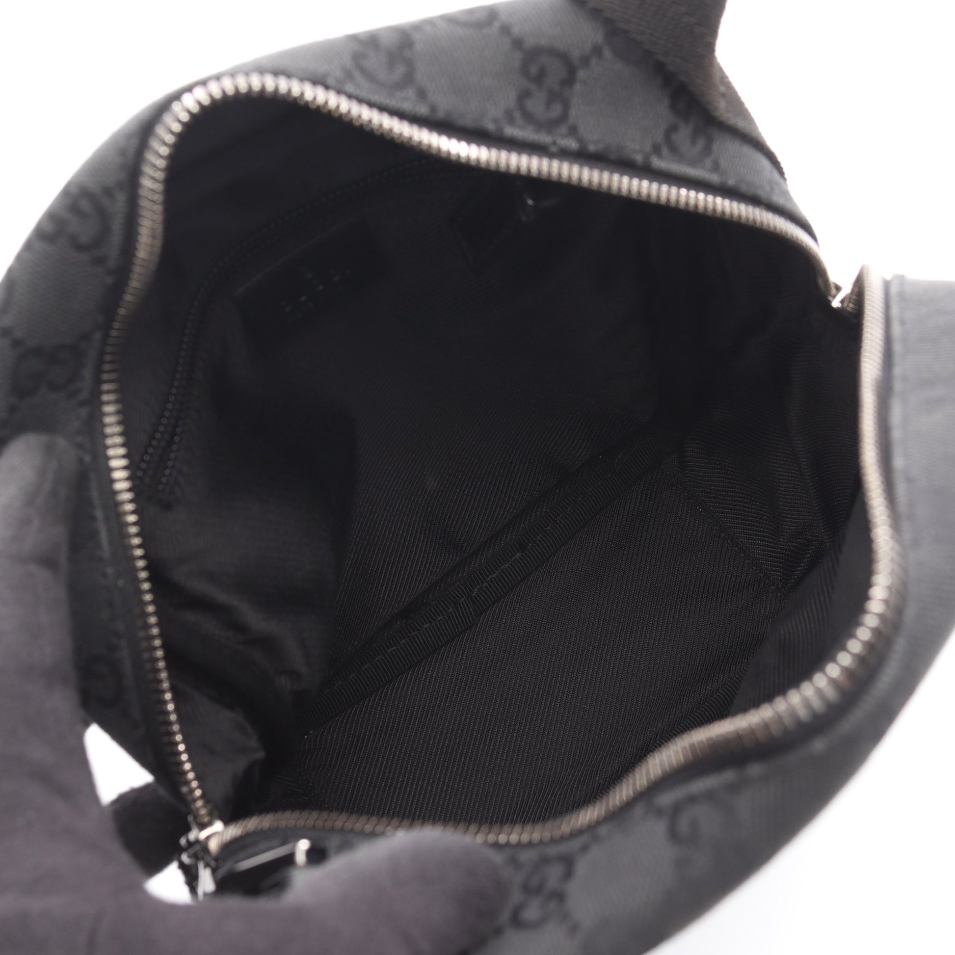 GGキャンバス ショルダーバッグ キャンバス レザー ブラック グッチ バッグ GUCCI