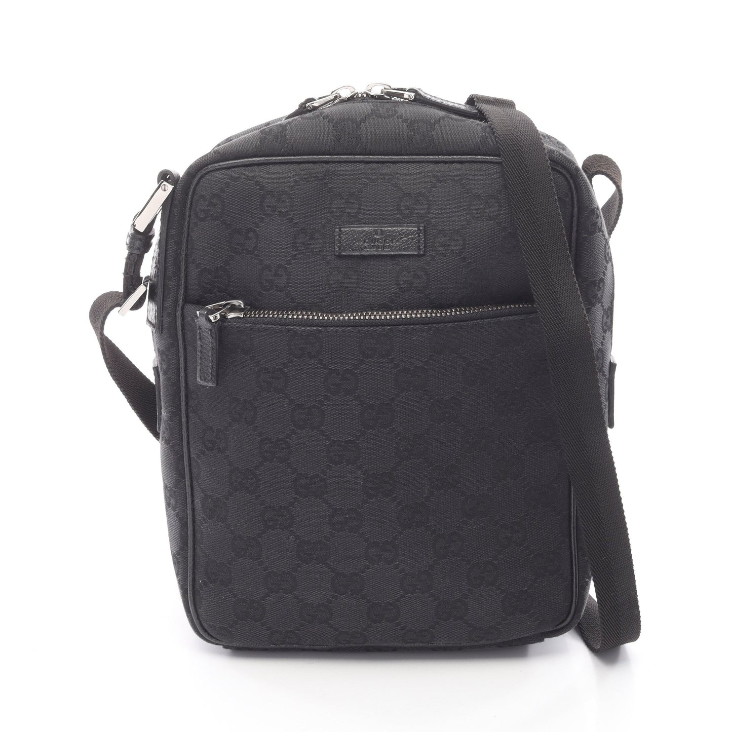 GGキャンバス ショルダーバッグ キャンバス レザー ブラック グッチ バッグ GUCCI