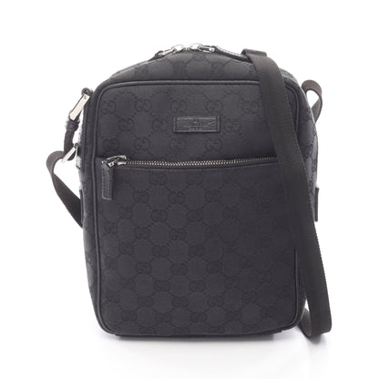 GGキャンバス ショルダーバッグ キャンバス レザー ブラック グッチ バッグ GUCCI