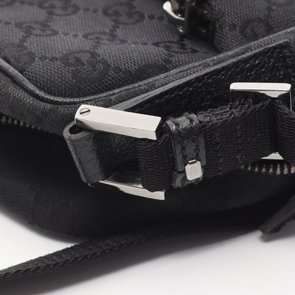 GGキャンバス ショルダーバッグ キャンバス レザー ブラック グッチ バッグ GUCCI