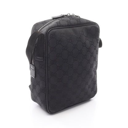 GGキャンバス ショルダーバッグ キャンバス レザー ブラック グッチ バッグ GUCCI