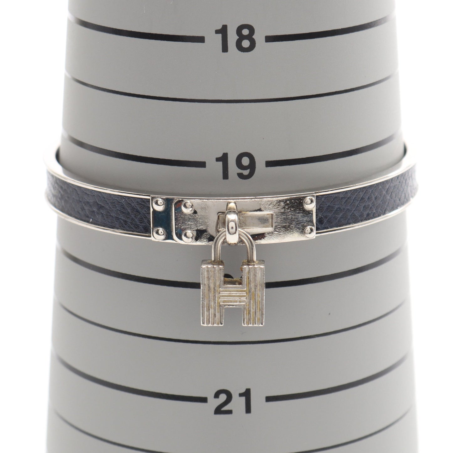 ケリーバングル バングル レザー シルバー ネイビー Hモチーフ エルメス アクセサリー HERMES