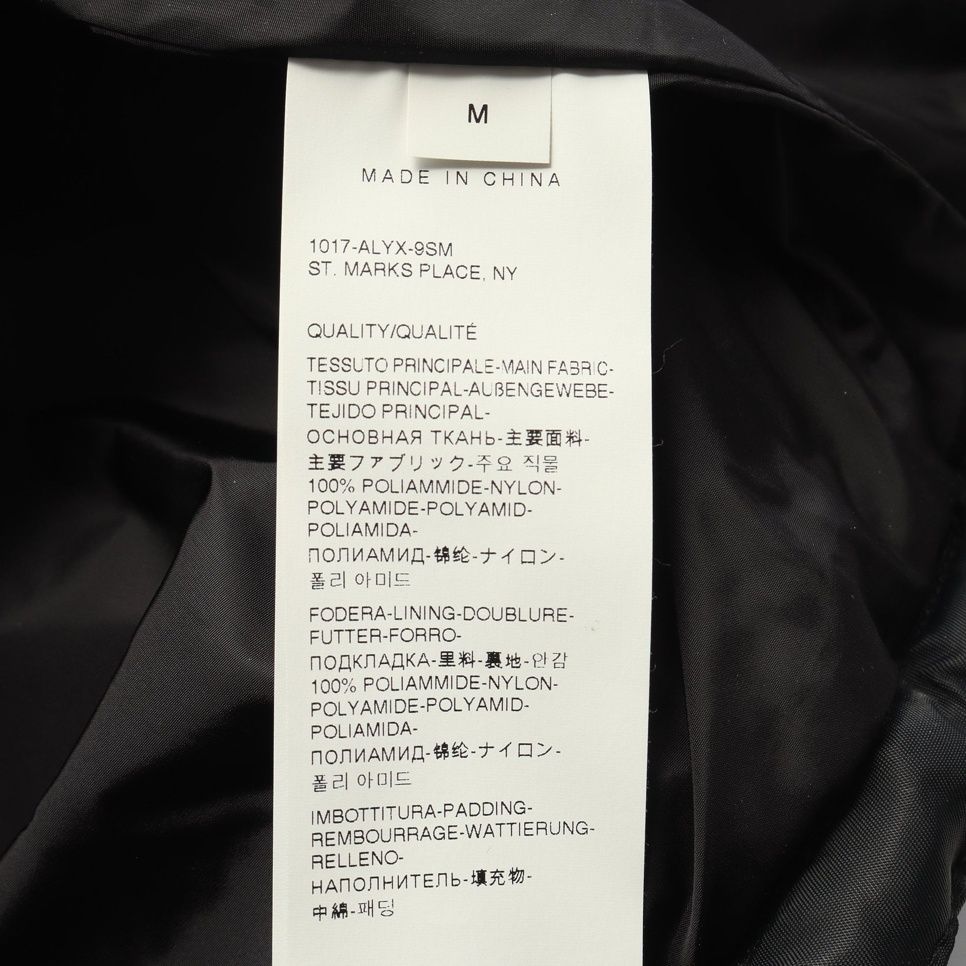 ジャケット ナイロン ブラック 中綿 アリクス アウター 1017 ALYX 9SM