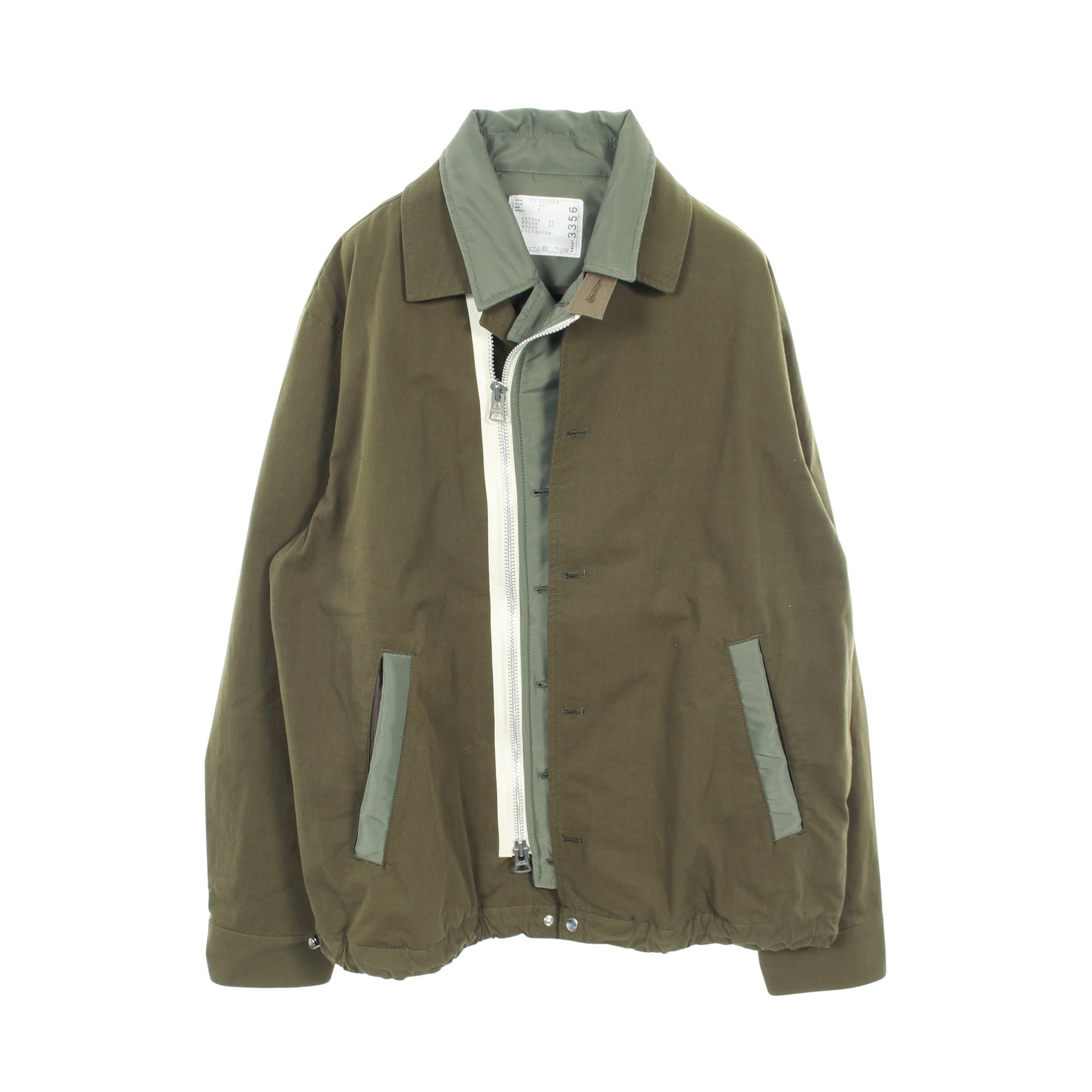 レイヤード リップストップ ジャケット コットン ナイロン カーキグリーン サカイ アウター sacai