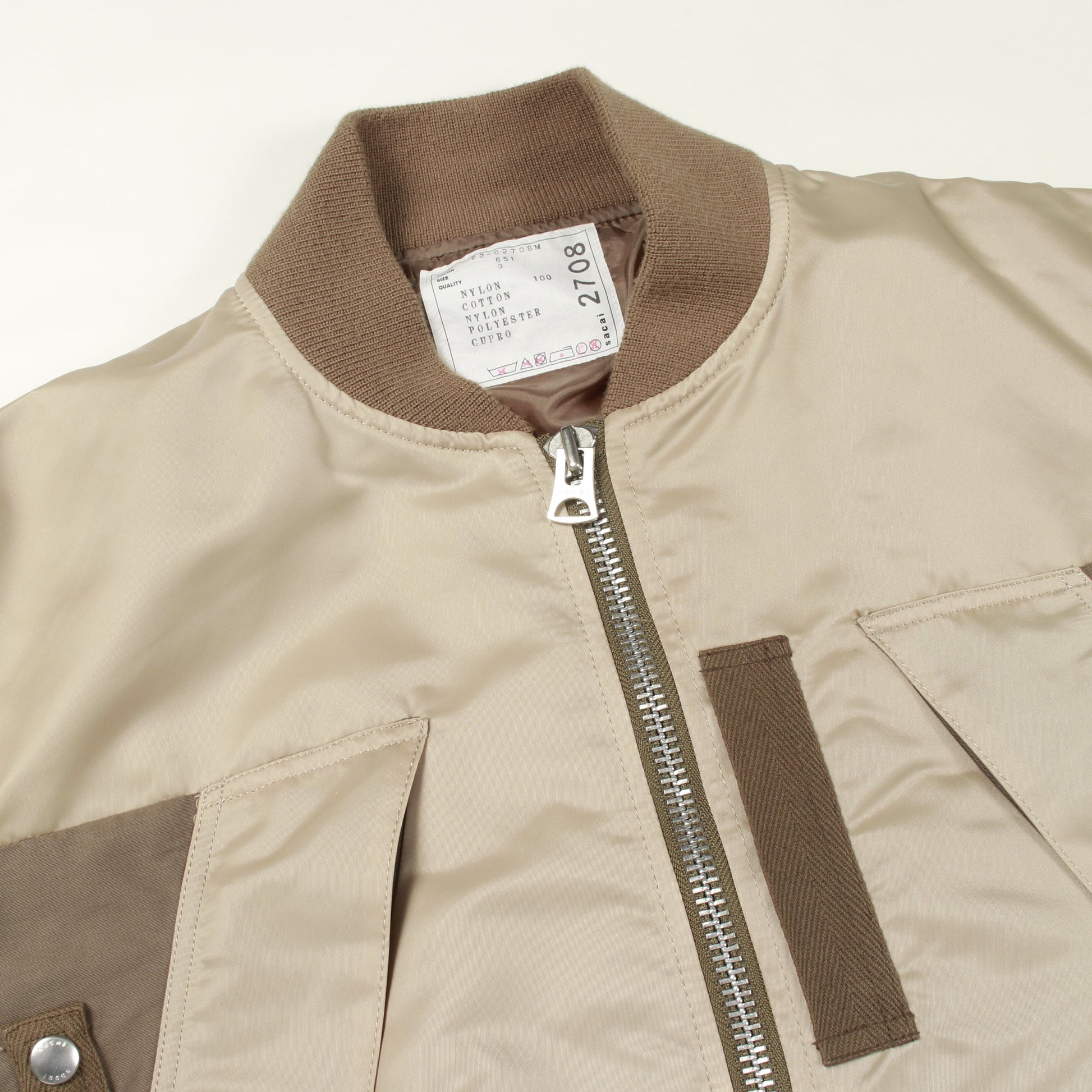 Nylon Twill Mix Blouson MA-1 ミリタリージャケット ナイロン ベージュ サカイ アウター sacai