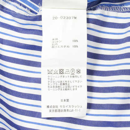 ショートスリーブ ポプリン ストライプ シャツ コットン ブルー ホワイト サカイ トップス sacai
