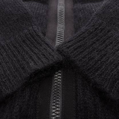フリル ニットダウンジャケット カーディガン ウール モヘヤ ナイロン カシミヤ ブラック モンクレール トップス MONCLER
