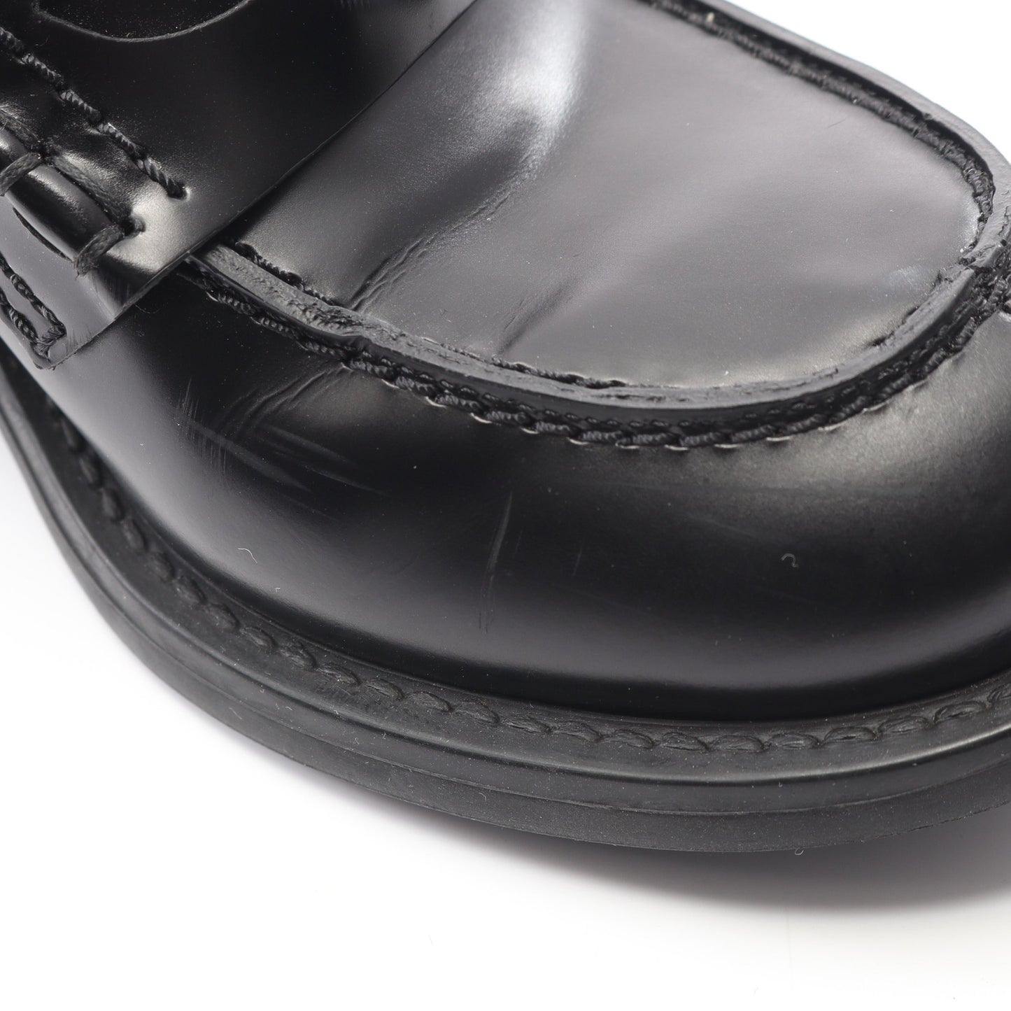 ブラッシュドレザー ローファー レザー ブラック ミュウミュウ シューズ miu miu