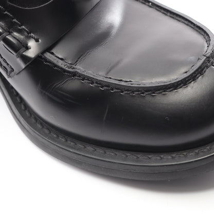 ブラッシュドレザー ローファー レザー ブラック ミュウミュウ シューズ miu miu