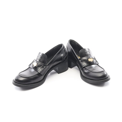 ブラッシュドレザー ローファー レザー ブラック ミュウミュウ シューズ miu miu