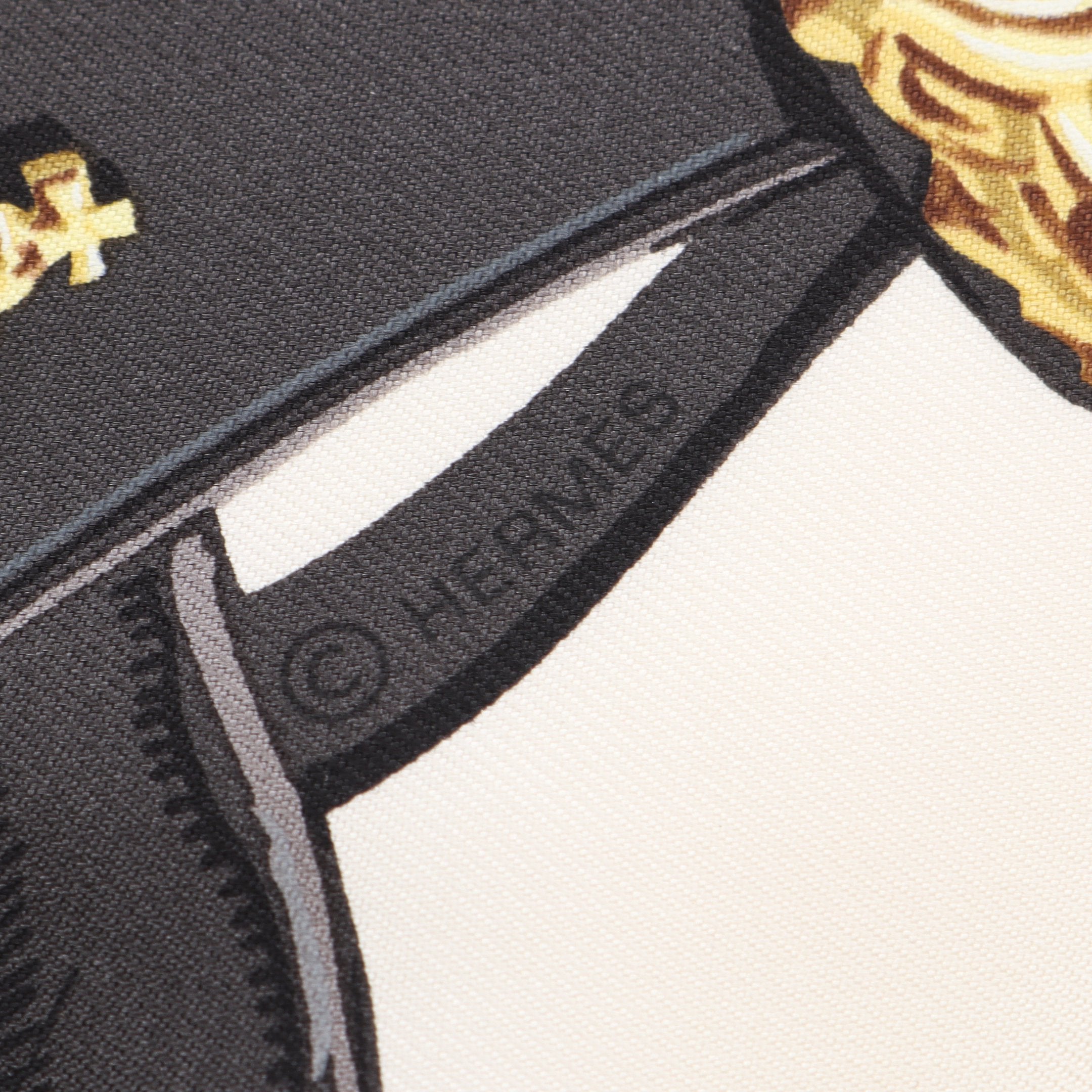 カレ90 BRIDES de GALA スカーフ シルク ブラック ホワイト ゴールド