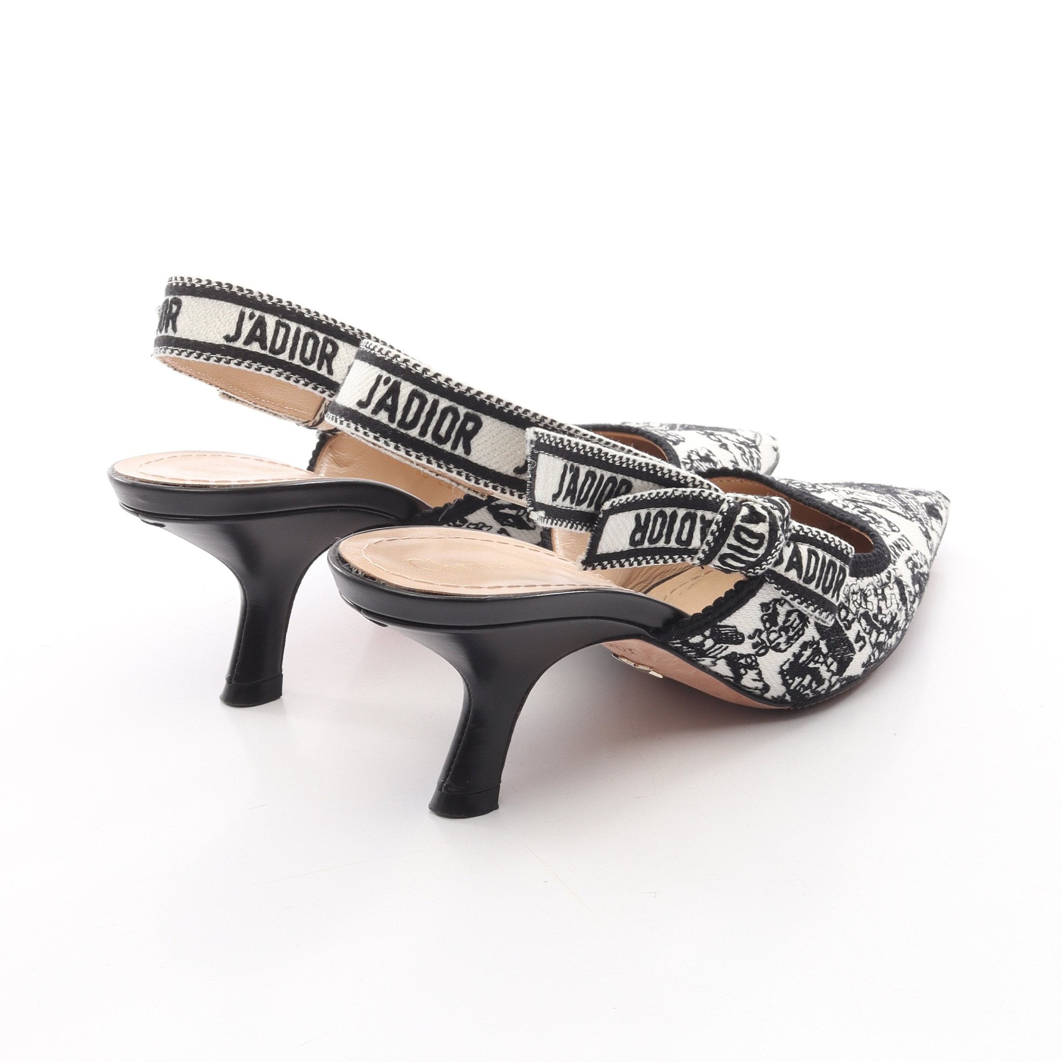 J'ADIOR スリングバック パンプス キャンバス レザー ホワイト