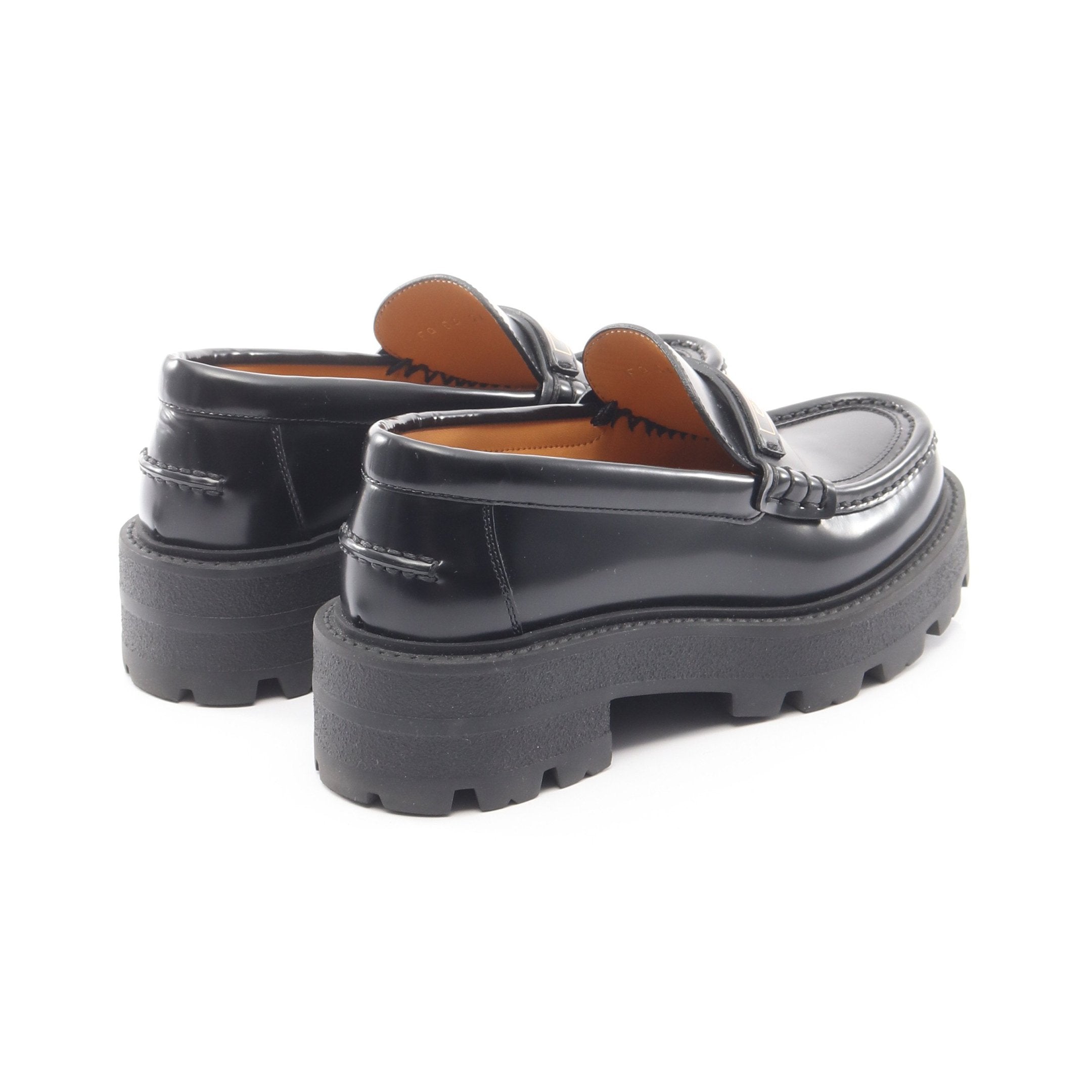 プラットフォーム ローファー ロゴ レザー ブラック クリスチャン