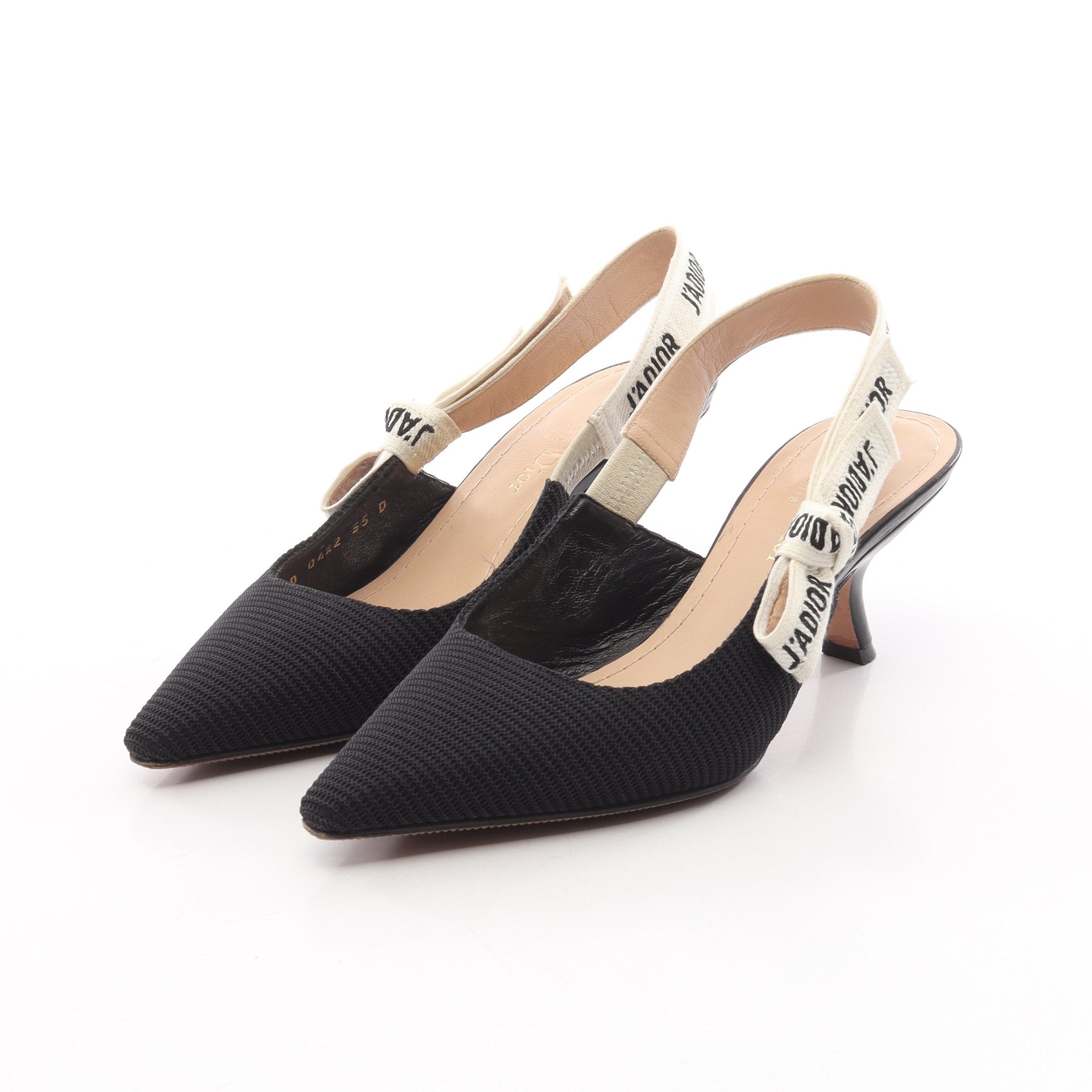 J'ADIOR スリングバック パンプス ファブリック ブラック クリスチャン