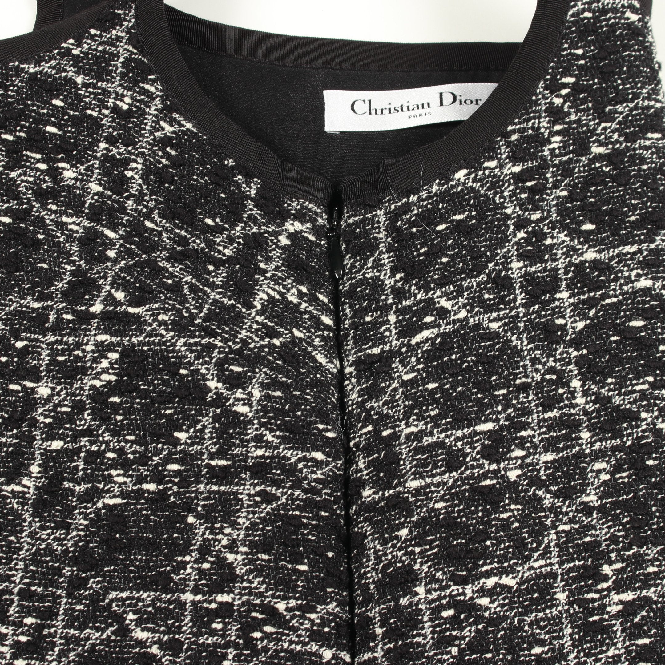 マクロカナージュ ツイード ワンピース ノースリーブ コットン